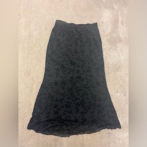 SHEIN Black‎ burnout velvet maxi dark Floral skirt fairy grunge whimsigoth